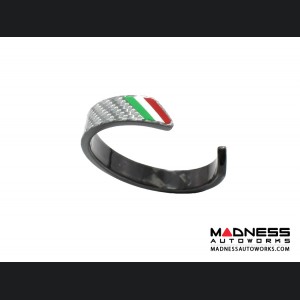 Carbon Fiber Bracelet - Italian Flag Racing Stripe Design - Silver Carbon 